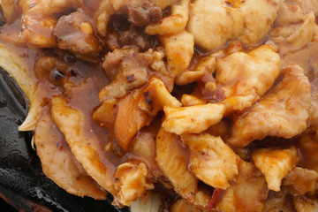 Chinese food. Chicken pork and veal terrine hot soue sweet