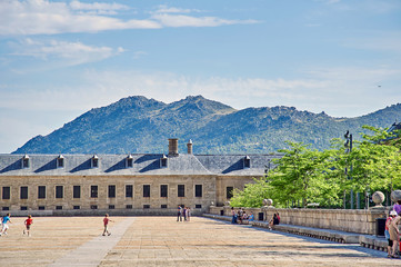 Obraz premium San Lorenzo del Escorial monastery, streets and famous places in El Escorial, Madrid, Spain