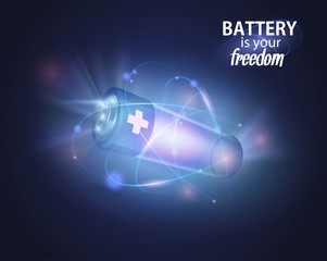 Power battery, full charge with lighting. Alternative energy.