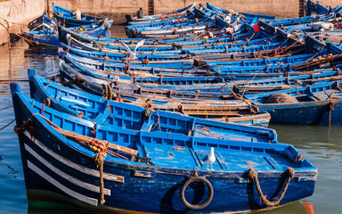 Fischerboote im Hafen von Essaouira; Marokko - obrazy, fototapety, plakaty