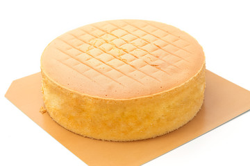 Homemade sponge cake isolated on white background