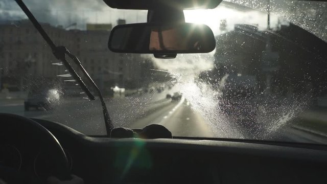 Wiper cars washing window