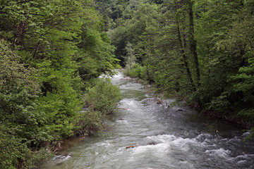 Cerna river in spring, Herculane, Romania