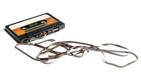 vintage cassette tape isolated white background