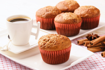 Pumpkin muffins with apple, ginger and cinnamon.