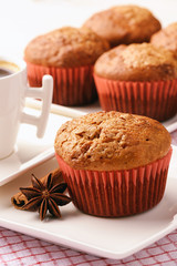 Pumpkin muffins with apple, ginger and cinnamon.