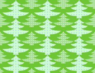 Illustration of a seamless background of stylized green Christmas trees