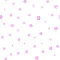 Fototapeta na wymiar Snowflake simple seamless pattern. Pink snow on white background. Abstract wallpaper, wrapping decoration. Symbol of winter, Merry Christmas holiday, Happy New Year celebration Vector illustration