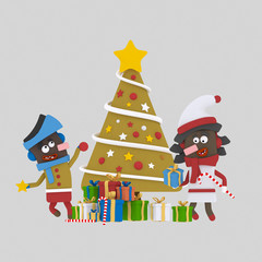 Black kids decorating Christmas tree.

Custom 3d illustration contact me!