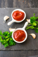 Tomato ketchup sauce in a bowl