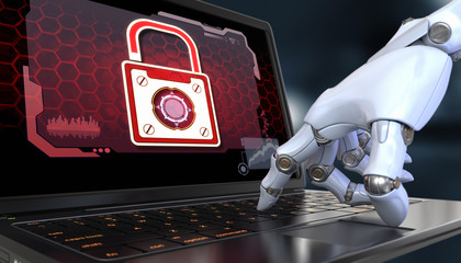 Laptop with lock icon on screen