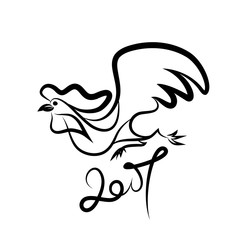 Rooster black line art sketch of cock