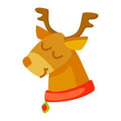 Vector of funny deer isolated on white. Cartoon style. Cute funny christmas icon. EPS 10 Vector illustration.