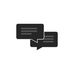 Chat icon vector isolated on white background, flat style dialog bubble speech symbol, messages concept, black and white monochrome sms or chatting icon
