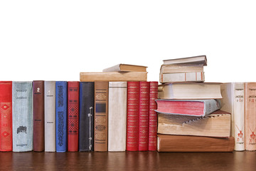 old books on a white background