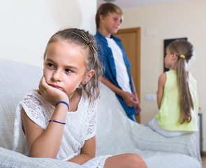 First amorousness:  girl and couple of kids apart