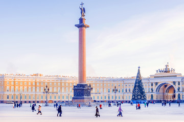 Palace Square in St. Petersburg in winter