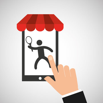 recommend clip art: mobile phone silhouette sportman tennis vector illustration eps 10