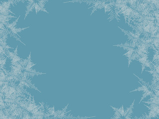 Winter frosted window background. Freeze and wind at the glass. Vector illustration. Design texture