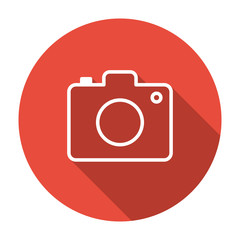 thin line, flat camera icon on white background