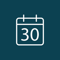 thin line calendar icon on blue background