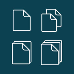 thin line document, blank icons on blue background