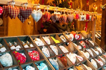 Colorful decorations on the Christmas market in Alsace