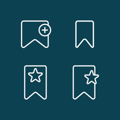 thin line bookmark icon on blue background