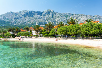 beach in Orebic on Peljesac peninsula, Dalmatia, Croatia