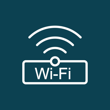 thin line wi-fi, wireless icon on blue background