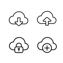 thin line cloud icons on white background