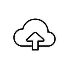 thin line add to cloud icon on white background