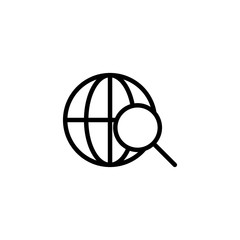 thin line searching, magnifier icon on white background