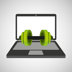 sport laptop app concept barbell vector illustration eps 10