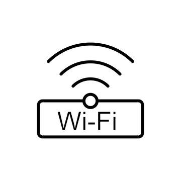 thin line wi-fi, wireless icon on white background