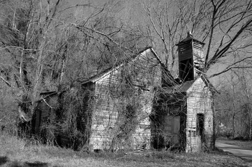 An Old Abandoned Church Building in the Ghost Town of Grand Gulf Mississippi