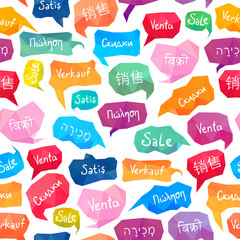 Seamless pattern. Word "Sale" on different languages
