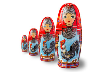 Rooster - a symbol of the New year. The picture on the doll matryoshka