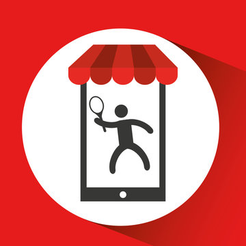 tennis player inside smartphone shop clip art preview