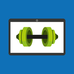 sport laptop app concept barbell vector illustration eps 10