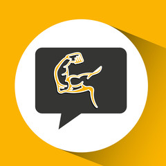 arm muscles sport emblem laurel branch vector illustration eps 10