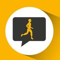 man runner sport emblem laurel branch vector illustration eps 10