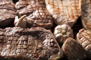 Grilled meat.