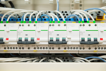 electric cable connected on fuse panel power switch board equipment