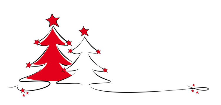zwei weihnachtsb&auml;ume - rot/schwarz mit sternen