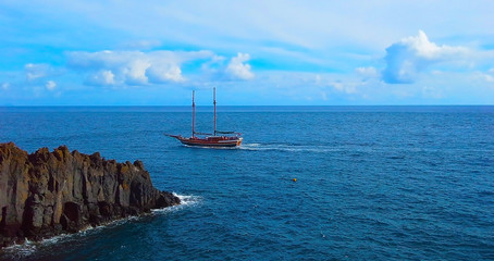 A beautiful sailboat in the open ocean