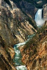 Breathtaking View Looking at the Lower Falls in Yellowstone National Park Wyoming