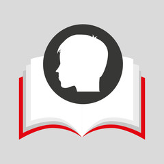 silhouette head boy student open book vector illustration eps 10