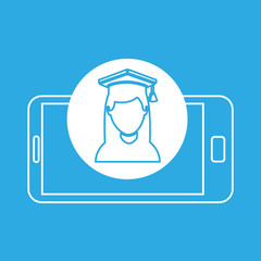 girl graduated mobile device education vector illustration eps 10