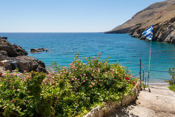Beautiful bay with turquoise water in southern part of the Crete island. Greece. Coast of Libyan...